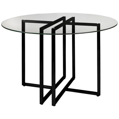 Euro Style Legend 42" Wide Matte Black Steel Round Dining Table