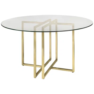 Euro Style Legend 48" Wide Brushed Gold Round Dining Table