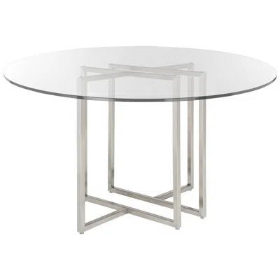 Euro Style Legend 48" Wide Brushed Steel Round Dining Table