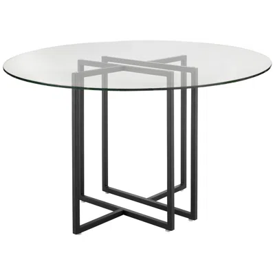 Euro Style Legend 48" Wide Matte Black Steel Round Dining Table