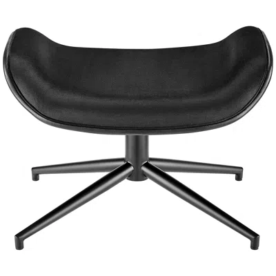 Euro Style Lennart Black Fabric And Leatherette Ottoman