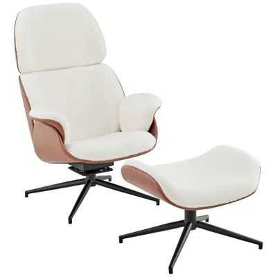 Euro Style Lennart Ivory Brown Swivel Lounge Chair