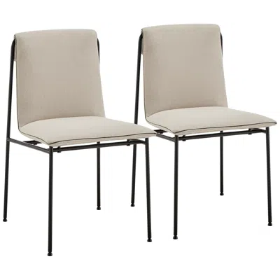 Euro Style Ludvig Tan Fabric Side Chairs Set Of 2