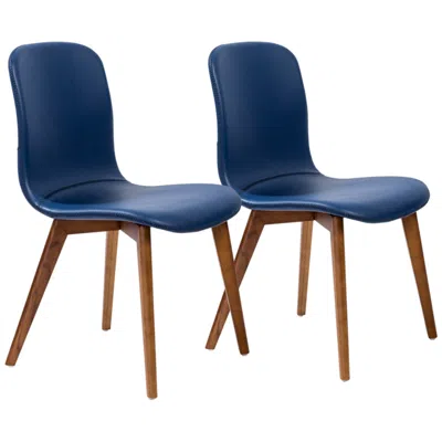 Euro Style Mai Blue Leatherette Side Chairs Set Of 2