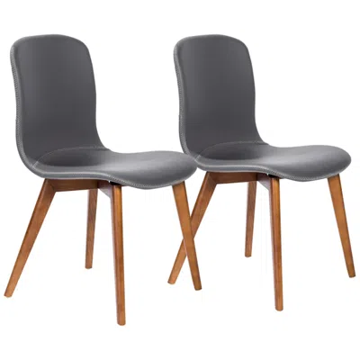 Euro Style Mai Gray Leatherette Side Chairs Set Of 2