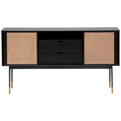 Euro Style Miriam 59" Wide Black Wood 2-drawer Sideboard