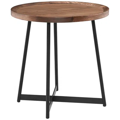 Euro Style Niklaus 21 3/4" Wide American Walnut Wood Round Side Table