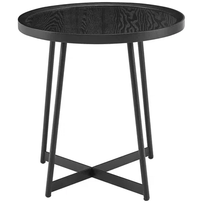 Euro Style Niklaus 21 3/4" Wide Black Stained Ash Wood Round Side Table