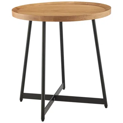 Euro Style Niklaus 21 3/4" Wide Natural White Oak Wood Round Side Table