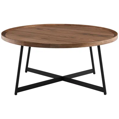 Euro Style Niklaus 35 1/2" Wide American Walnut Wood Round Coffee Table