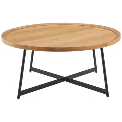 Euro Style Niklaus 35 1/2" Wide Natural White Oak Wood Round Coffee Table