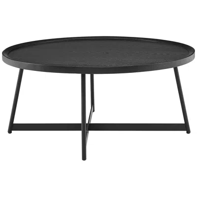 Euro Style Niklaus 35 1/2"w Black Stained Ash Wood Round Coffee Table