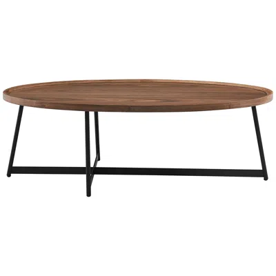 Euro Style Niklaus 47" Wide American Walnut Wood Oval Coffee Table In Brown