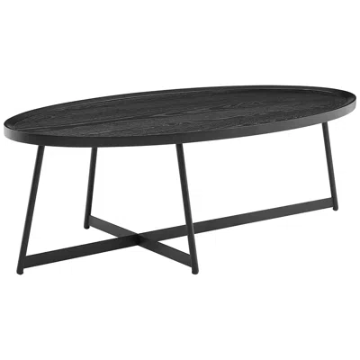 Euro Style Niklaus 47" Wide Black Stained Ash Wood Oval Coffee Table