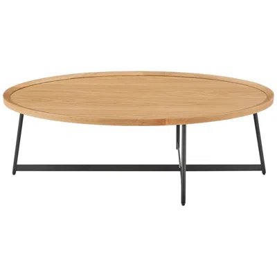 Euro Style Niklaus 47" Wide Natural White Oak Wood Oval Coffee Table