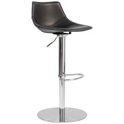 Euro Style Rudy Black Leather Adjustable Swivel Stool