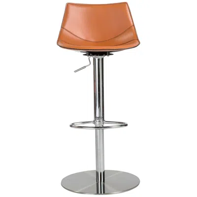 Euro Style Rudy Cognac Leather Adjustable Swivel Stool