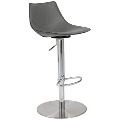Euro Style Rudy Gray And Steel Adjustable Bar Or Counter Stool