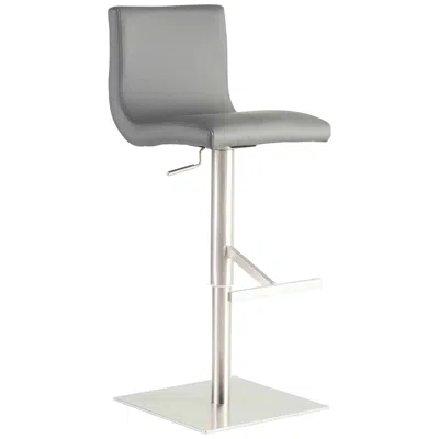 Euro Style Scott Gray Leatherette Adjustable Swivel Bar Stool