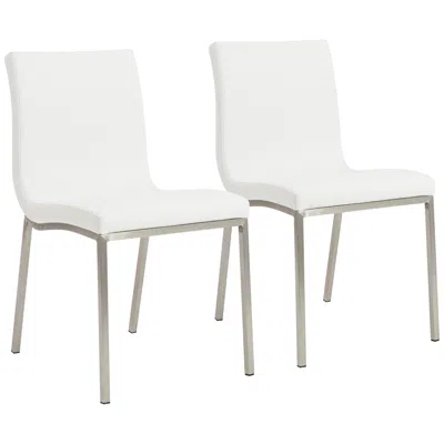 Euro Style Scott Steel And White Leatherette Dining Chair Set Of 2