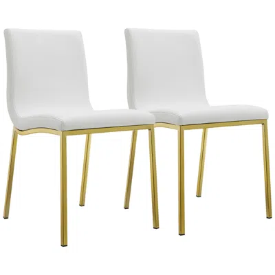 Euro Style Scott White Faux Leather Dining Chairs Set Of 2