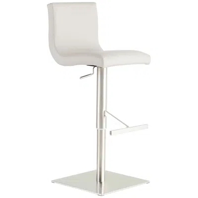 Euro Style Scott White Leatherette Adjustable Swivel Bar Stool