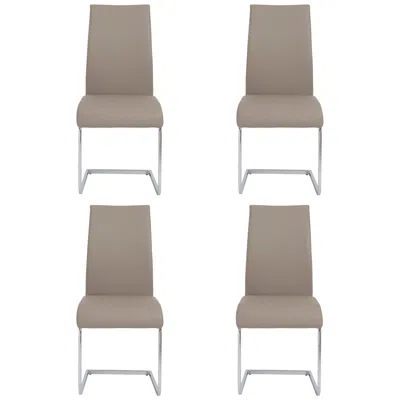Euro Style Set Of 4 Epifania Taupe Leatherette Side Chairs