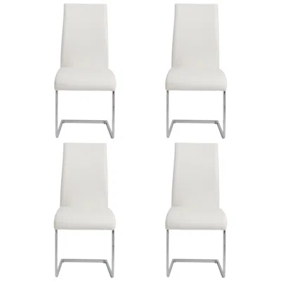 Euro Style Set Of 4 Epifania White Leatherette Side Chairs