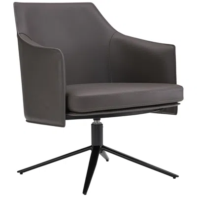 Euro Style Signa Dark Gray Leatherette Swivel Lounge Chair