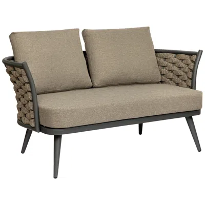 Euro Style Solna 55 1/2" Wide Taupe Aluminum Outdoor Loveseat