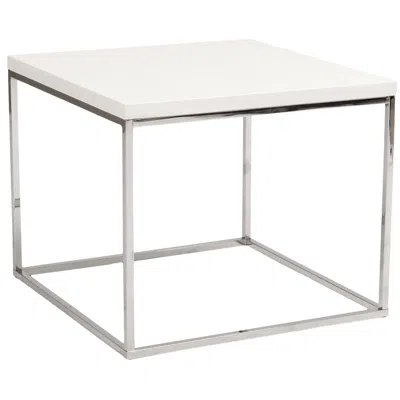Euro Style Teresa Square High-gloss White Side Table