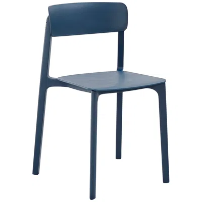Euro Style Tibo Blue Outdoor Stackable Side Chair