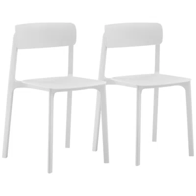 Euro Style Tibo White Stackable Indoor/outdoor Side Chairs Set Of 2