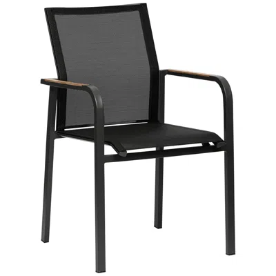 Euro Style Tristan Black Aluminum Outdoor Stackable Armchair