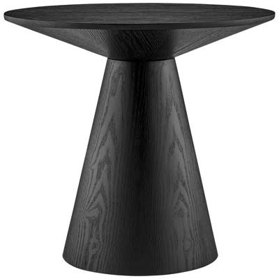 Euro Style Wesley 23 1/2"w Ash Veneered Matte Black Round Side Table