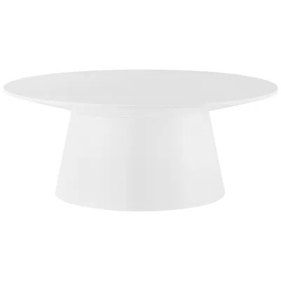 Euro Style Wesley 35 1/2" Wide White Lacquered Wood Round Coffee Table