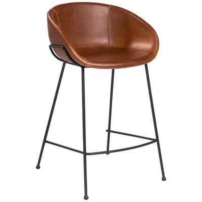 Euro Style Zach 25 1/2" Dark Brown Leatherette Counter Stool
