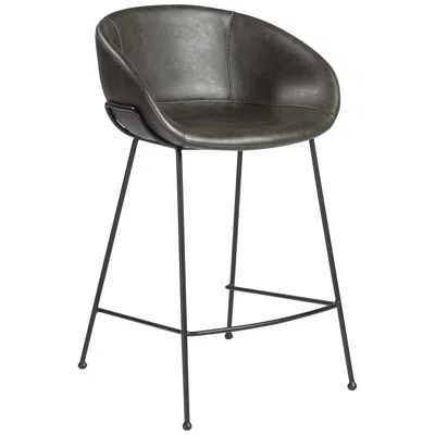 Euro Style Zach 25 1/2" Dark Gray Leatherette Counter Stool