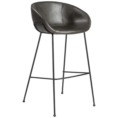 Euro Style Zach 30" Dark Gray Leatherette Bar Stool