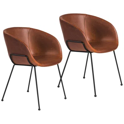 Euro Style Zach Dark Brown Leatherette Armchairs Set Of 2