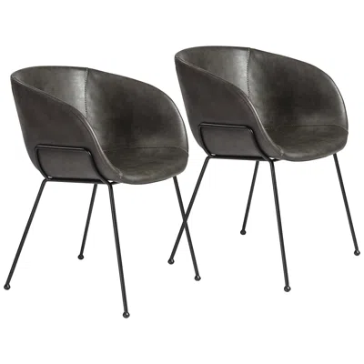Euro Style Zach Dark Gray Leatherette Armchairs Set Of 2