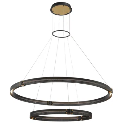 Eurofase Admiral 48 1/4"w Black Led 2-tier Ring Chandelier