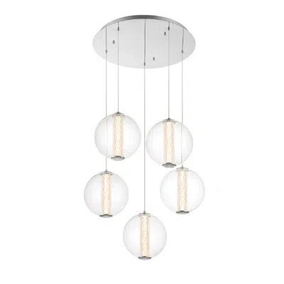 Eurofase Atomo 5 Light Pendant In In Clear,chrome