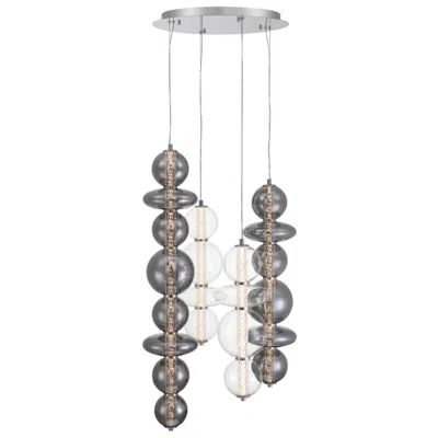 Eurofase Atomo, Chandelier, 4-light, 50", Chrome, Mixed Glass