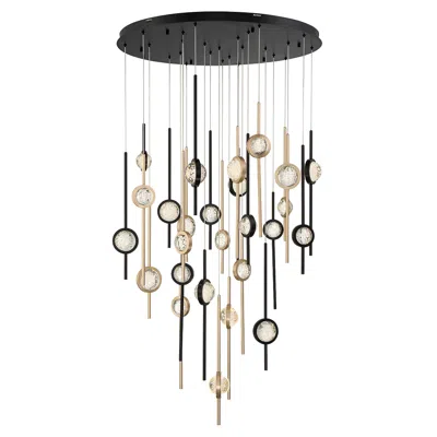Eurofase Barletta 23.50 In. X 39.75 Integrated Led Chandelier In Black/gold