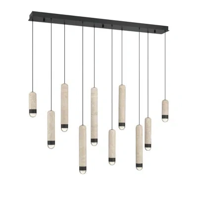 Eurofase Cambre, Chandelier , 10-light, 50", Matte Black, Travertine