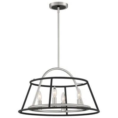Eurofase Campana 12.75 In. X 21.75 In. 4 Light Chandelier In Satin Nickel In Black
