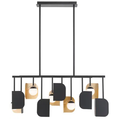 Eurofase Cornice, Chandelier, 10-light, 45", Gold-black Mix, White Glass