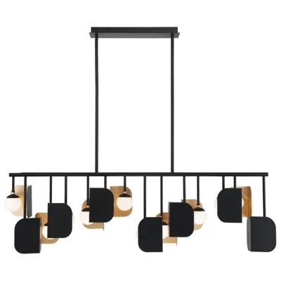 Eurofase Cornice, Chandelier, 14-light, 60", Gold-black Mix, White Glass