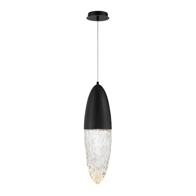 Eurofase Ecrou 6.5 In. X 24 In. Pendant In Black With Clear Textured Glass